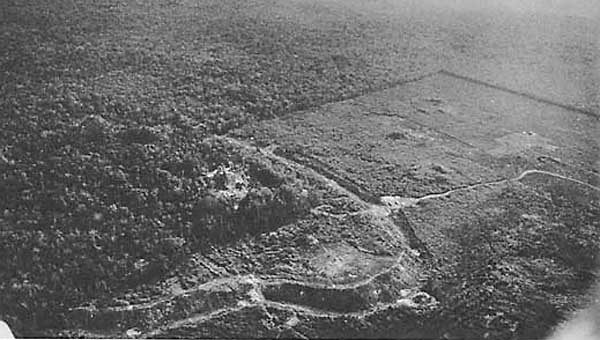 Aerial view of Becan earthworks