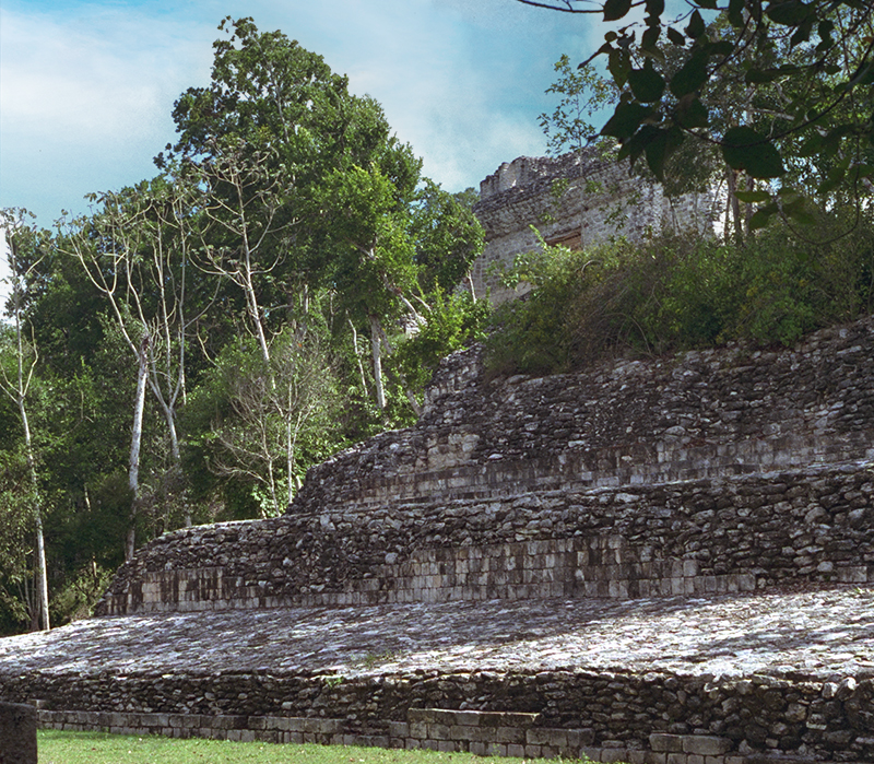 Becan Ballcourt and back of Structure X