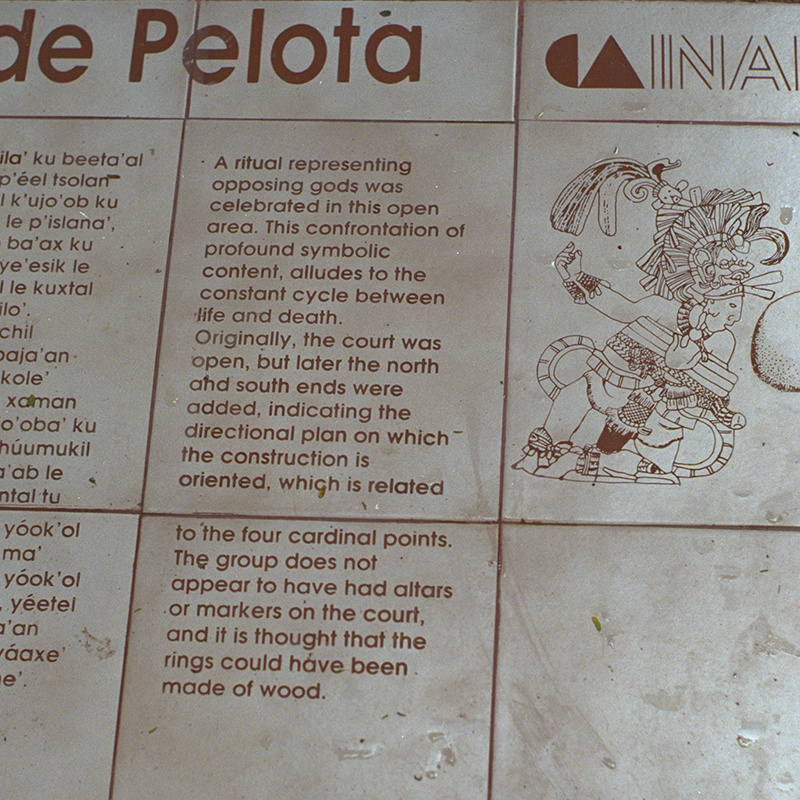 Drawing of ball player on INAH sign