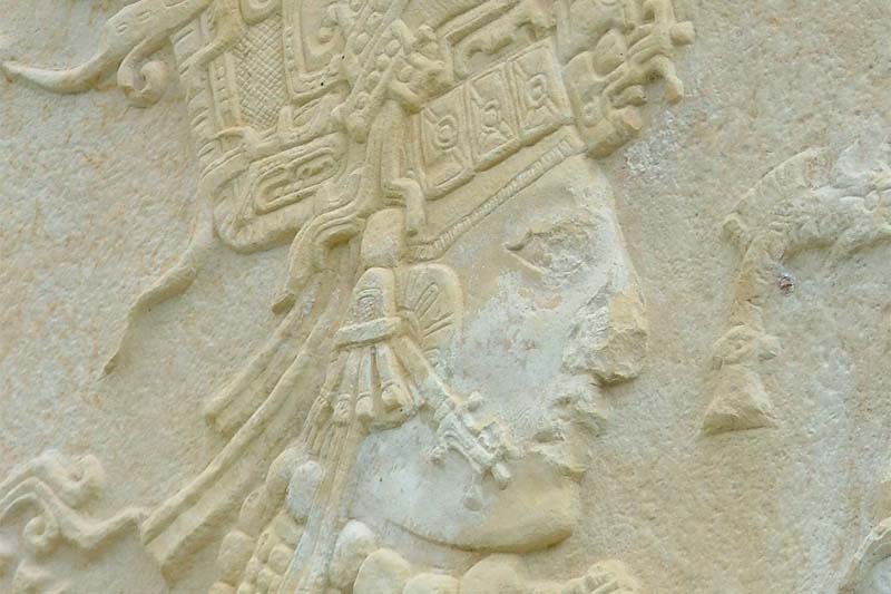 Bonampak Stela 2: Closeup of Chaan Muan II's face