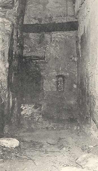 Early Carnegie photo of Room 2, Structure III, showing a ventilator and graffiti