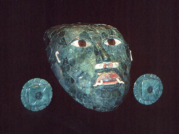 Exquisite Maya jade mosaic funerary mask found in the tomb under Structure III