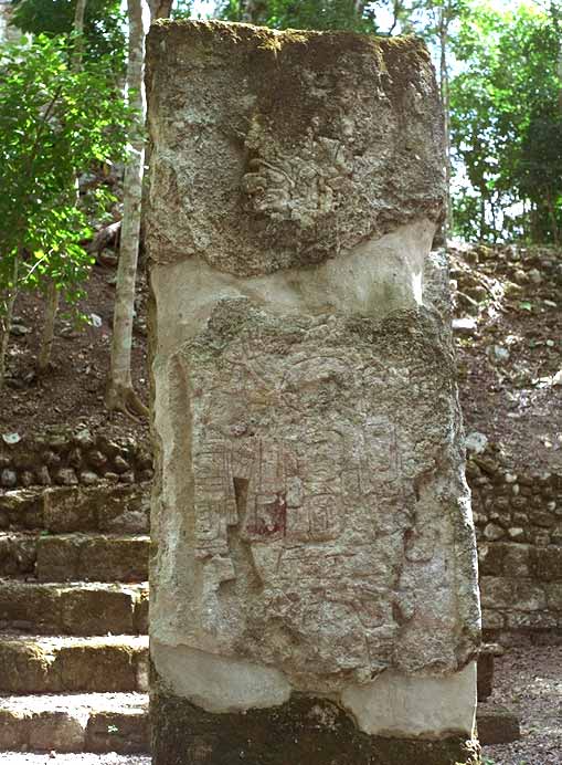 Eroded Stela in front of Structure IV-A at Calakmul