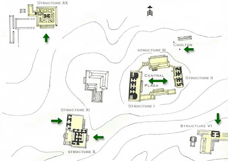 Chicanná archaeological map with interactive links