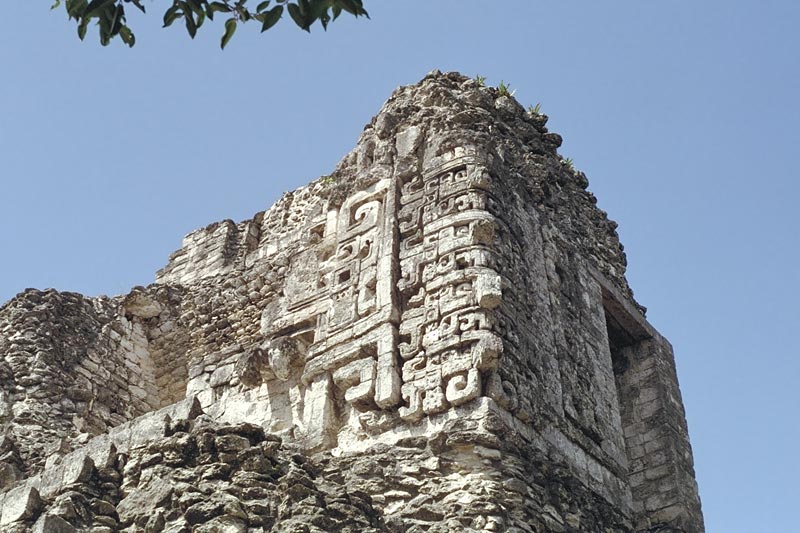 Corner view of the upper temple from Structure XX
