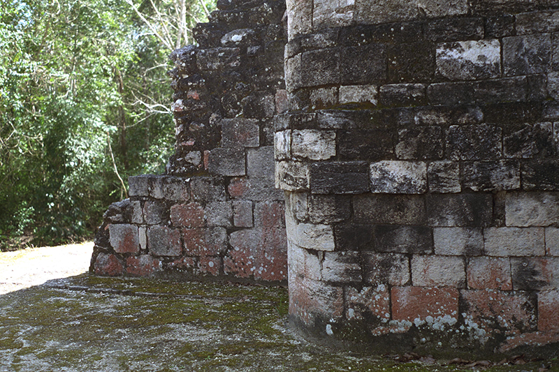 Detail of the exposed foundation and retaining walls of Structure II