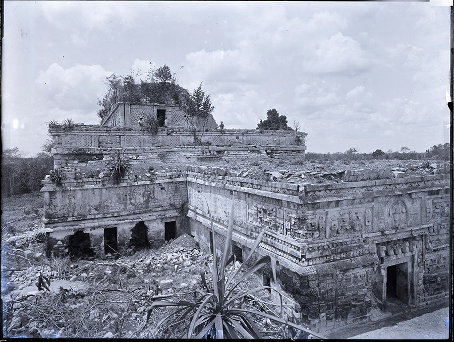 Maudslay’s 1898 photo of Casa de Monjas taken from the roof of House D