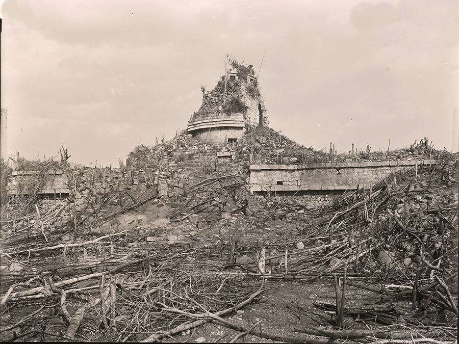 Maudslays 1889 photo of El Caracol showing its condition after he had trees cleared