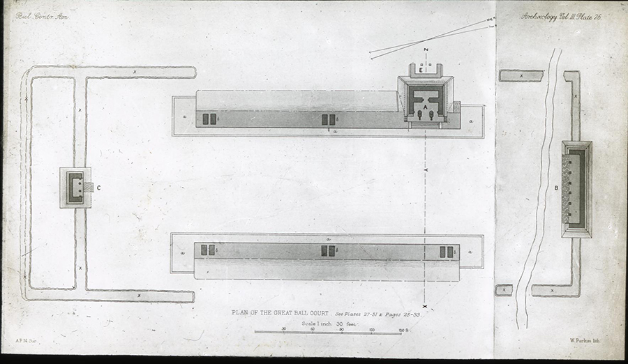 Maudslay’s 1889 drawing of Ballcourt Complex