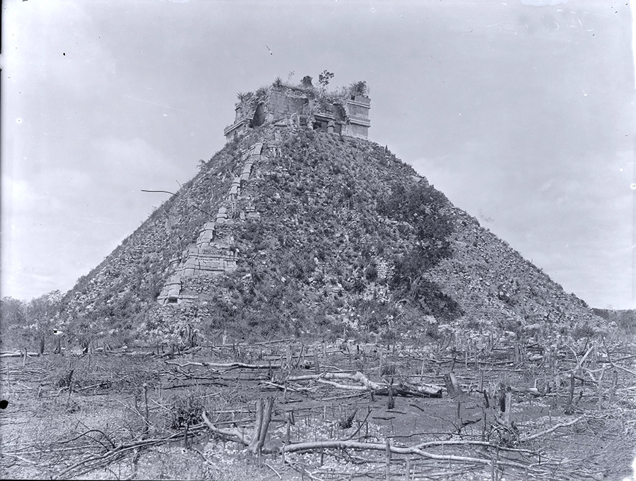 Maudslay’s 1889 photo of the Temple of Kulkulcan seen from the south east