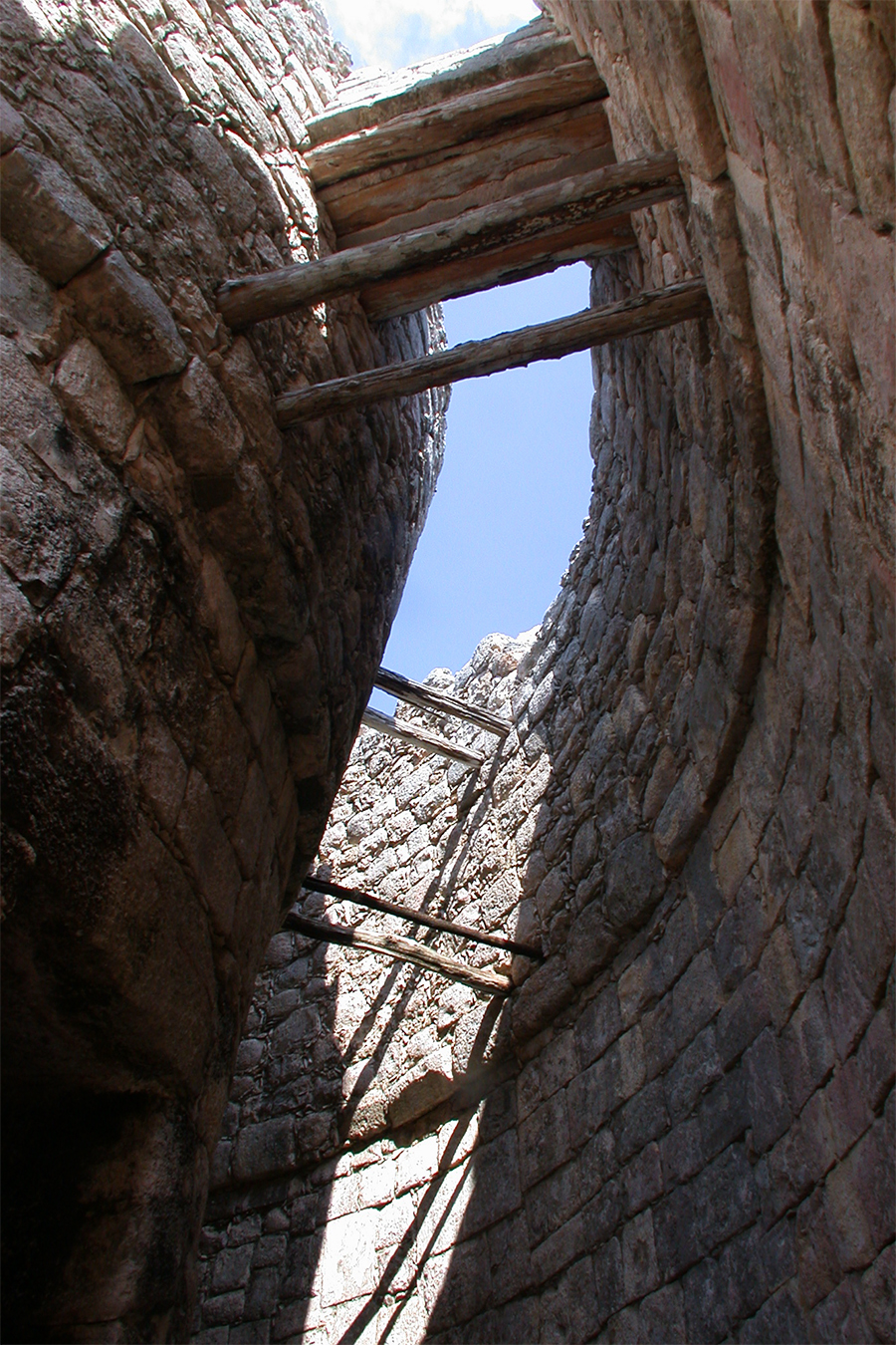 Interior photos of the Caracol Astronomical Observatory looking upward