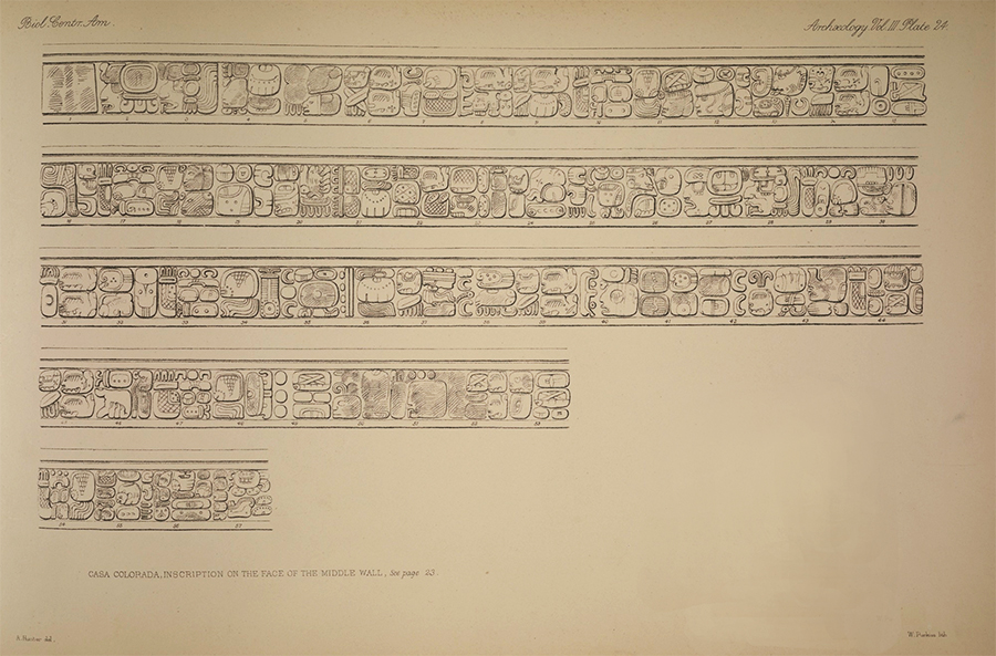 Maudslay’s drawing of glyphs from Casa Colorado
