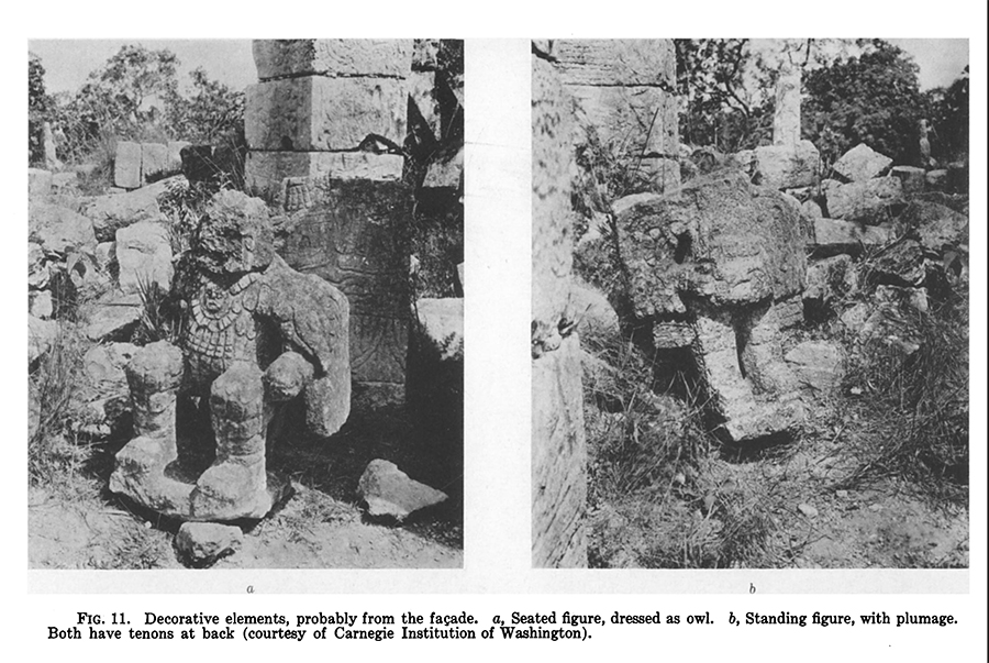 Decorative sculptures probably tenoned to the façade