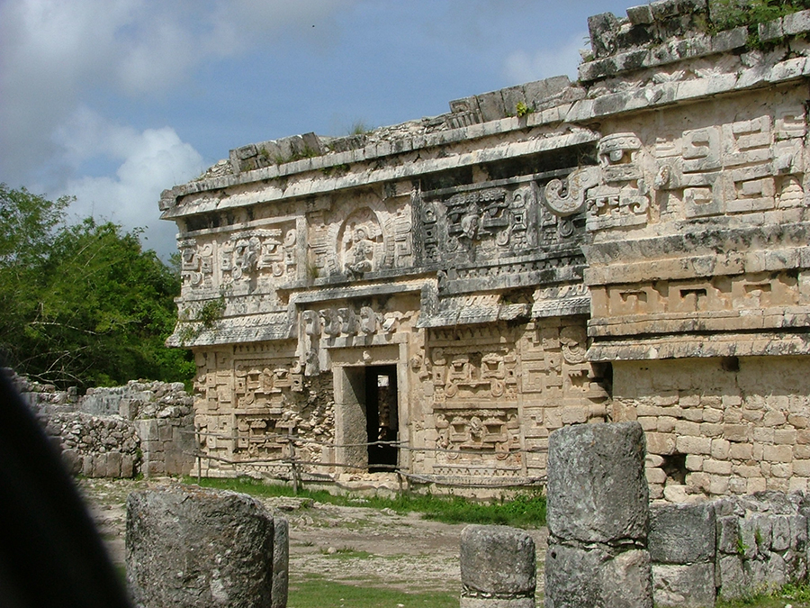The doorway on the eastern end of the wing of Casa de Monjas or Nunnery at Chichen Itza