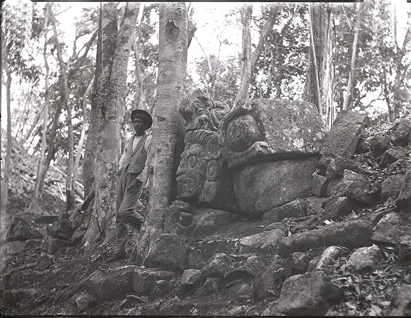 Maudslay's 1890 photo of Copan East Court'