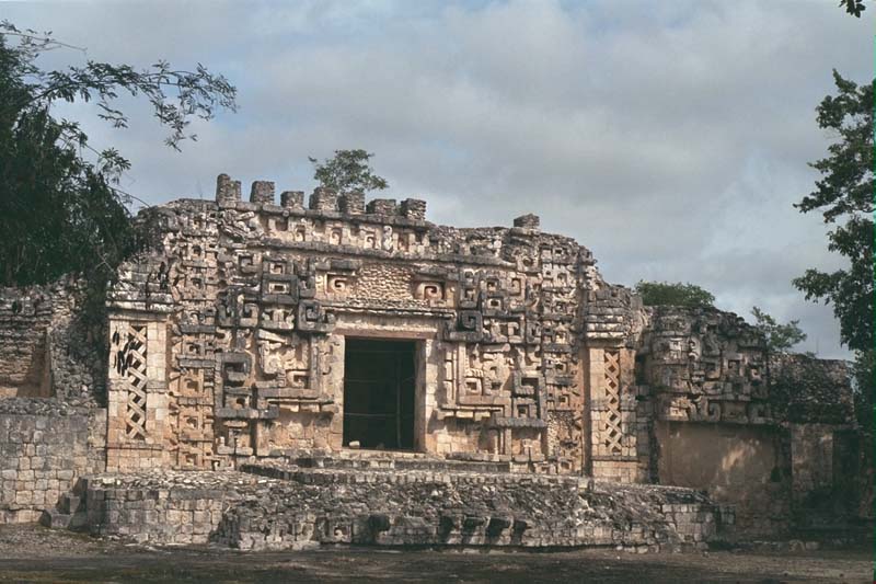 Structure II facade showing the central temple and lateral wings