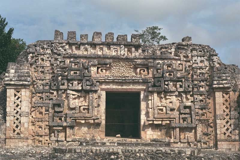 Front view of Hochob Structure II showing the central monster mouth entrance