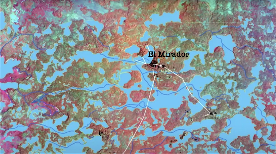 Topo map of land elevations around El Mirador