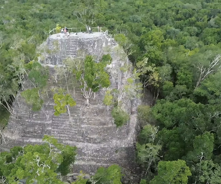 Drone view of the massive La Danta Pyramid, El Mirador
