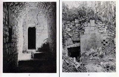 Ruppert & Dennison's 1942 photos of interior stairs within Structure IV at Becán