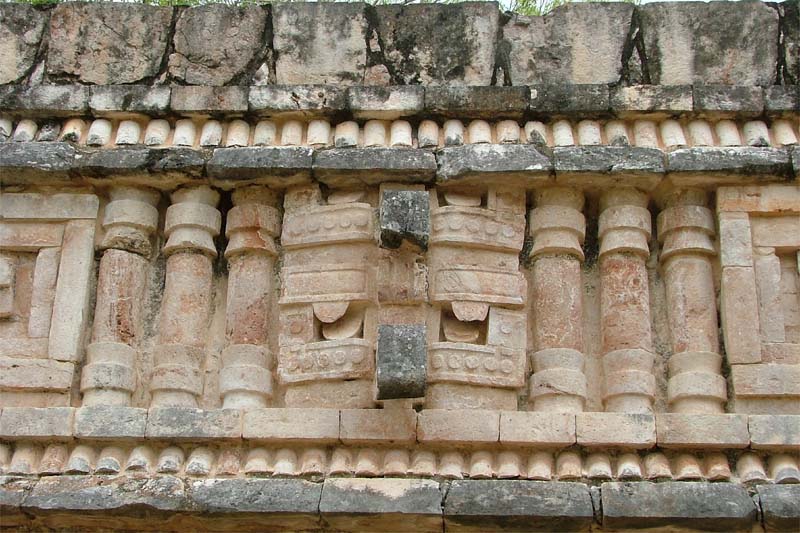 Architectural details of mask placement over Palace doorways at Labna