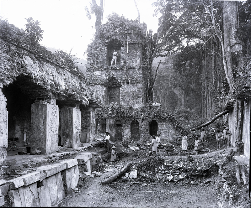 Maudslay historical photo looking south toward the Palace Tower