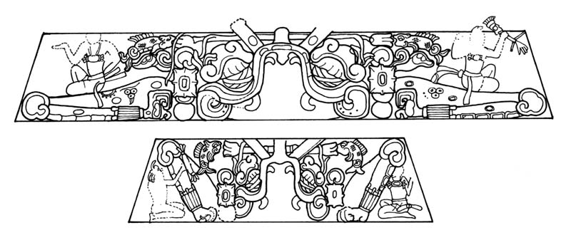 Linda Schele drawing of Temple of the Sun detail