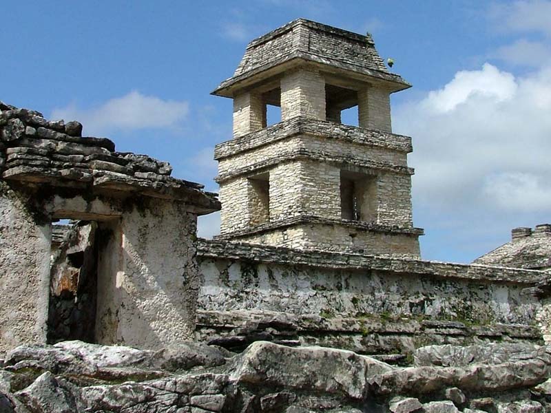 Detail of the Palace Tower architecture at Palenque