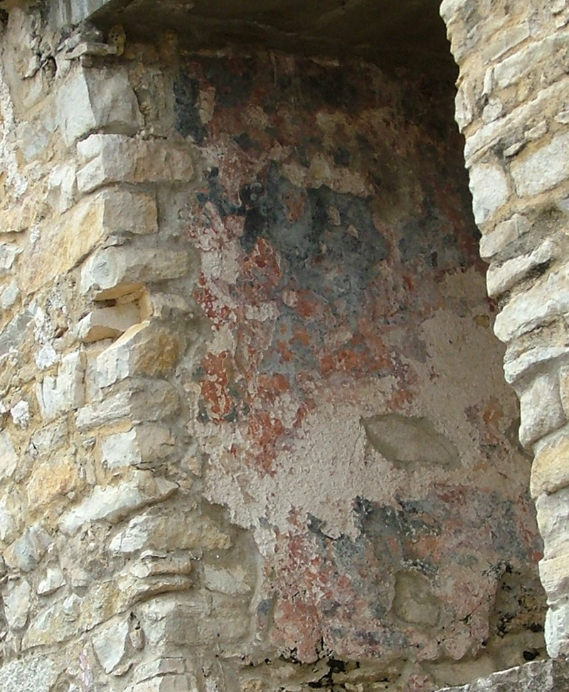 Fragments of painted wall from Palenque Palace House E