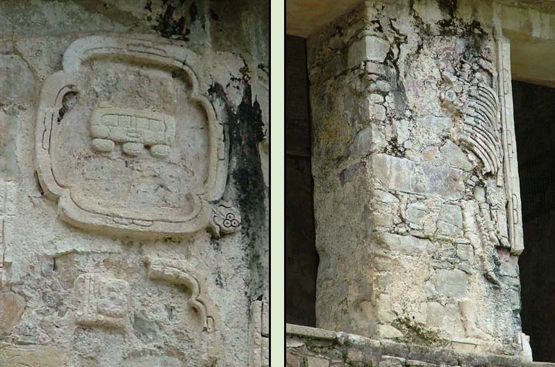Detail: Stucco Decorations on Pilars of Temple of the Sun, Palenque
