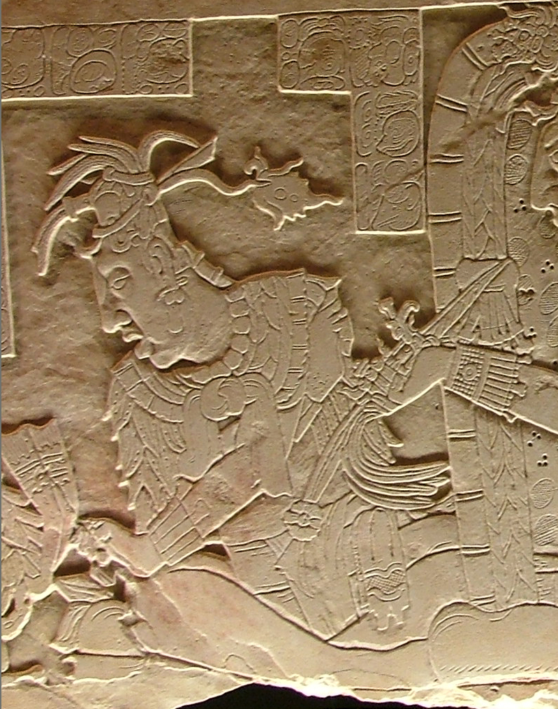 Ahkal Mo' Nahb portrait from platform, Temple XIX