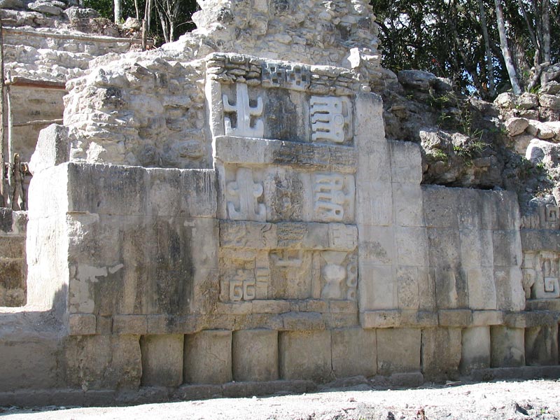 Geometric and vegetative stone patterns on Rio Bec A