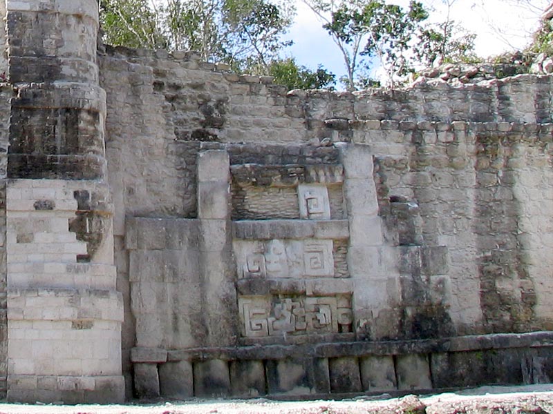 Detail of stone decoration on Rio Bec A facade