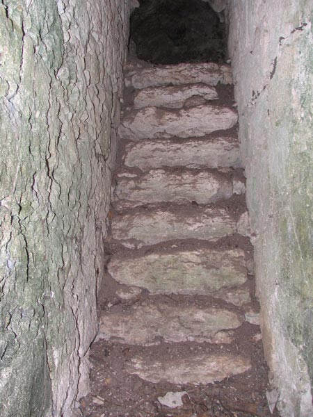 Interior stairway inside a Rio Bec A tower