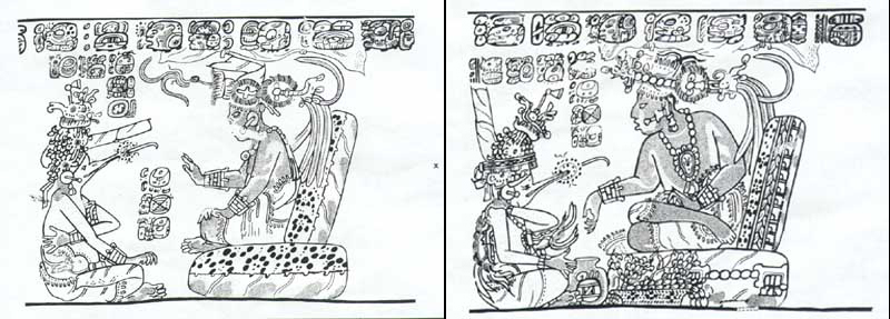 Maya throne scene from ceramic