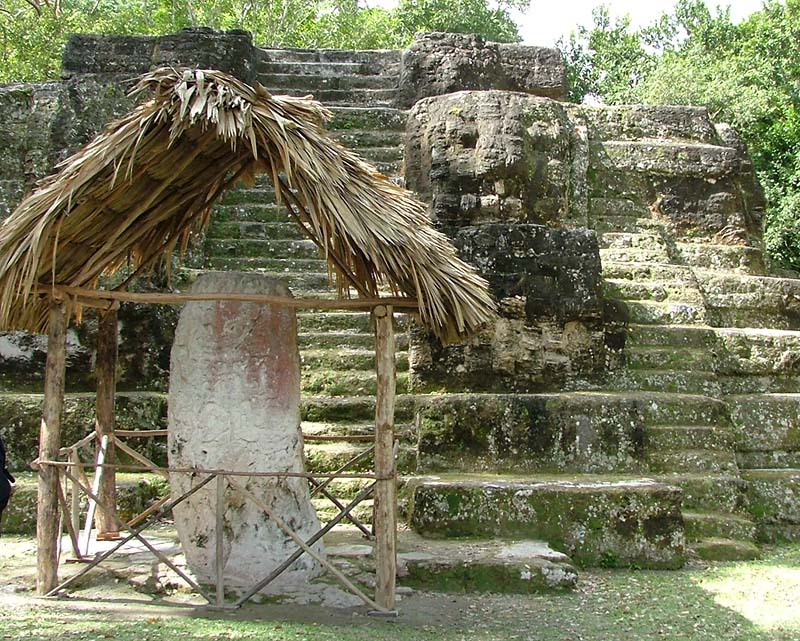 Stela 20, standing in front of E-VII-sub, the observation pyramid