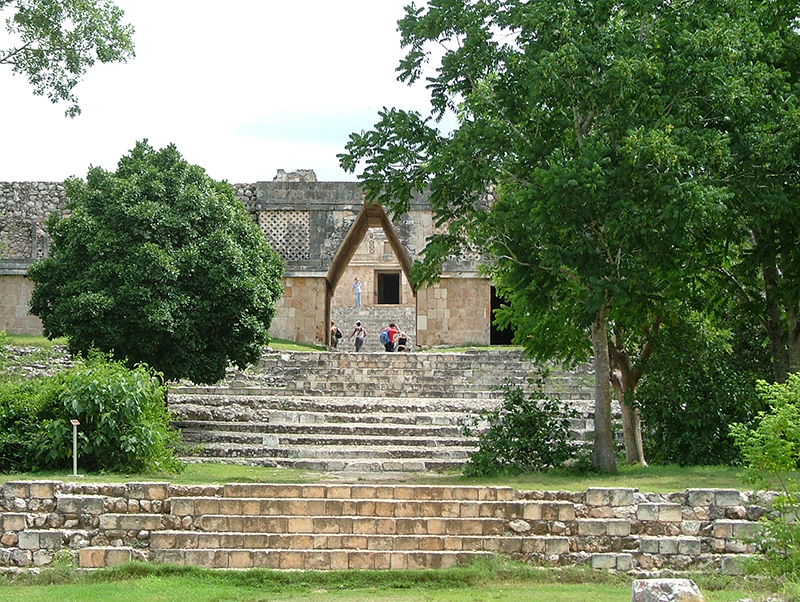 Uxmal: platforms leading up to the Entry Arch in the South Building of the Nunnery Quadrangle