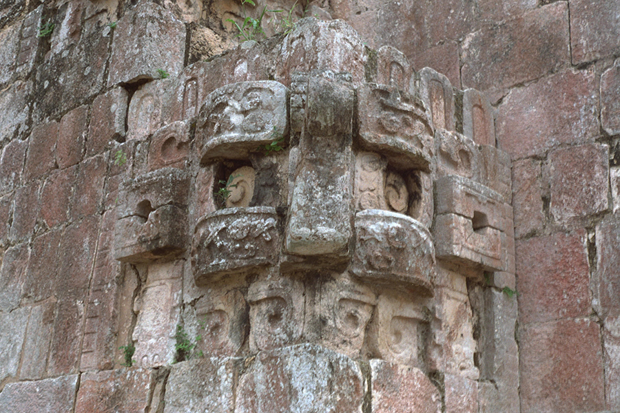 Chaac mask, west stairway of the Pyramid of the Magician