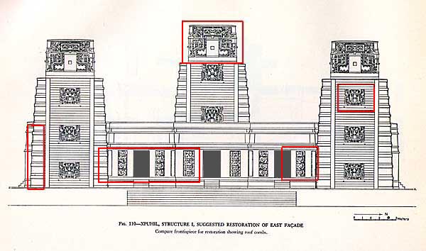 Xpujil: Tatiana Proskouriakoff's reconstructive drawing