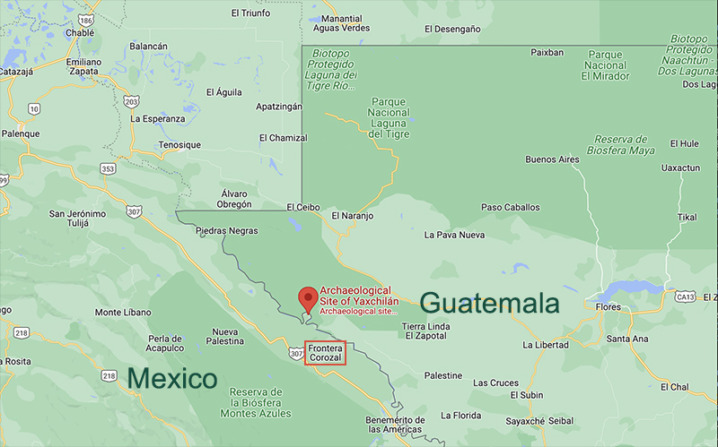 Map of Usumacinta River Route to Yaxchilan