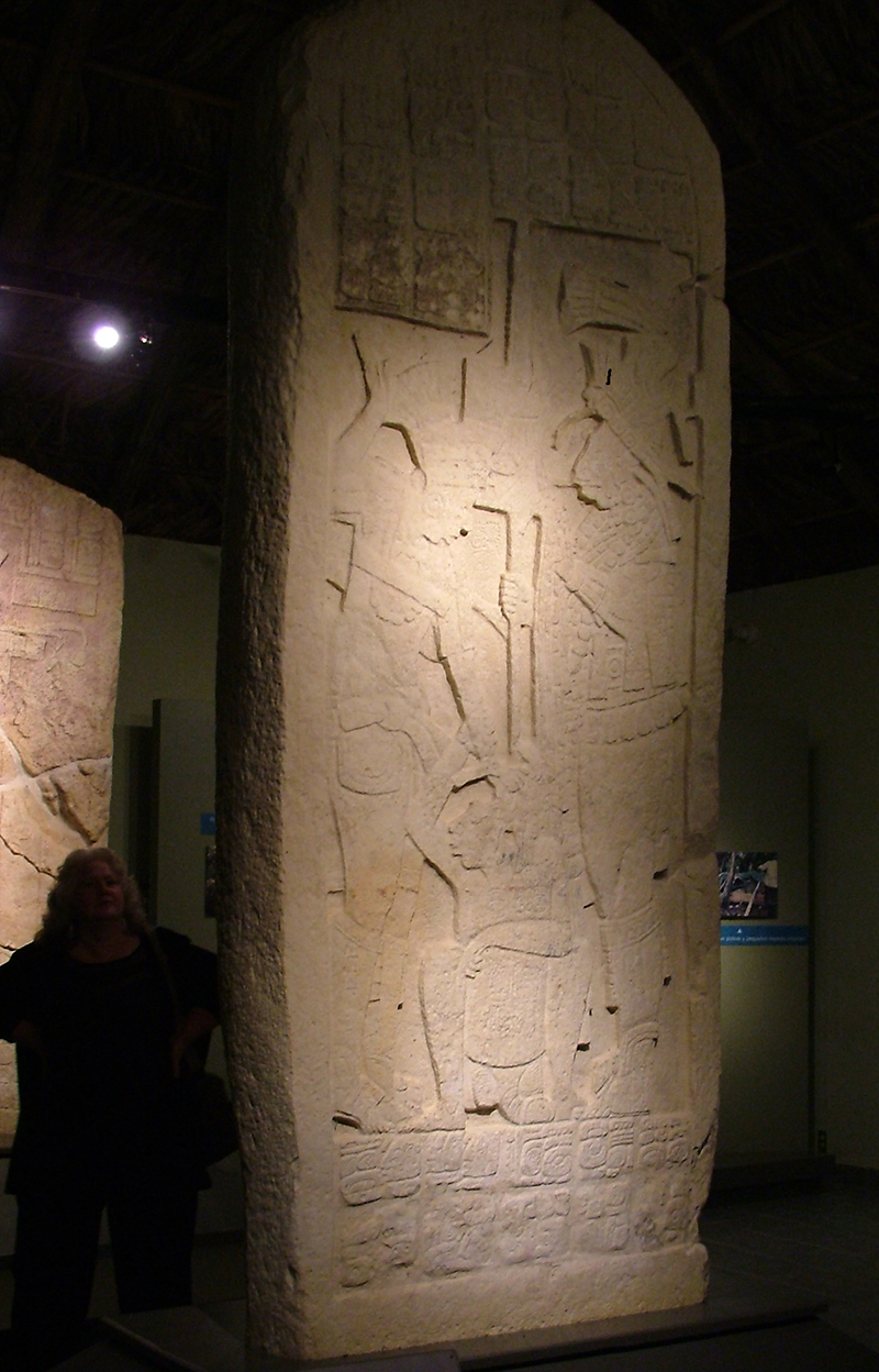 Frontera Corozal Museum: Stela 1 showing a ruler