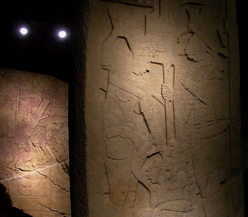 Stela 1 Side A and a second stela in the background