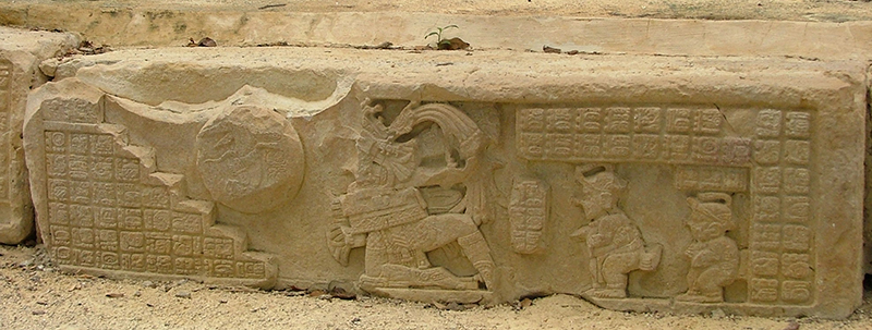 Structure 33 Step VII depicting Bird Jaguar IV playing the ballgame