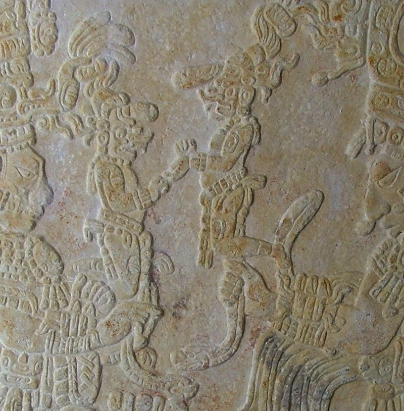 Detail of Lintel 3 showing God K Manikin Scepters