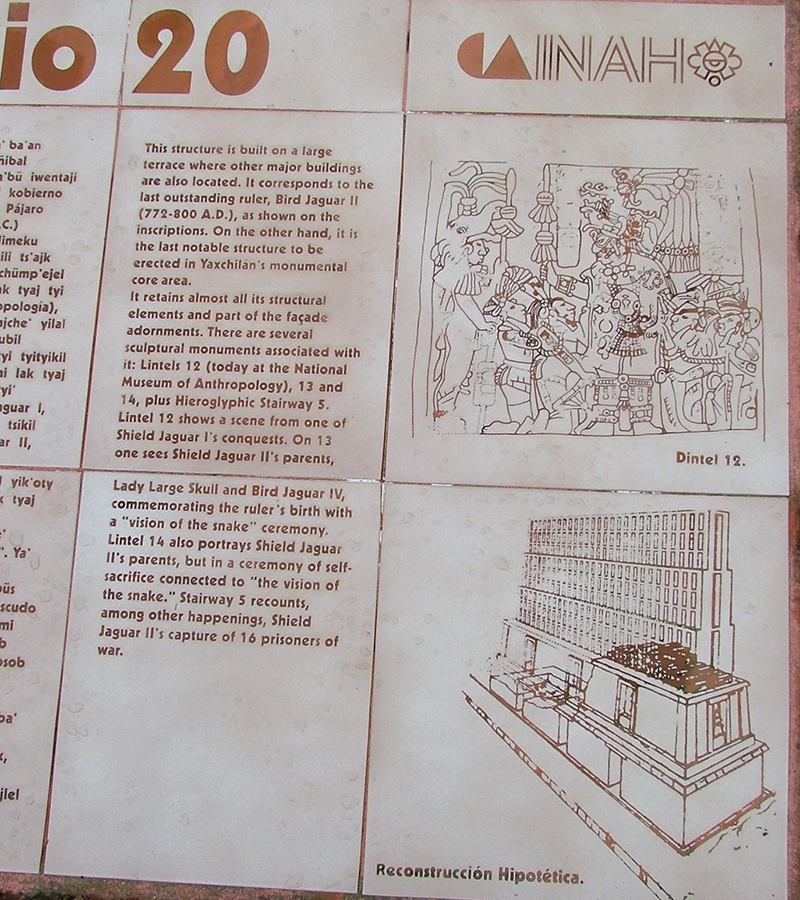 INAH informational sign at Structure 20